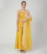 Mustard Pepulum With Sharara And Dupatta