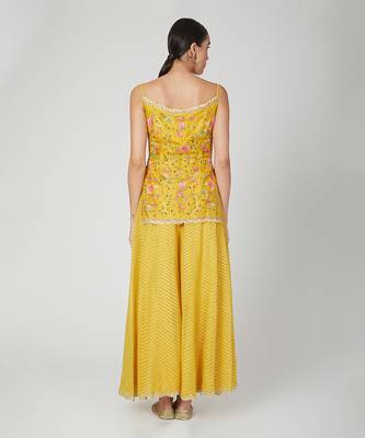 Mustard Pepulum With Sharara And Dupatta 2