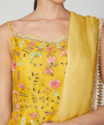 Mustard Pepulum With Sharara And Dupatta 4