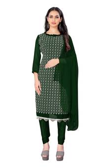 Green embroidered georgette salwar