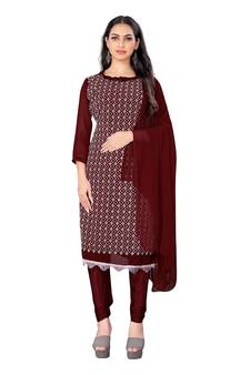 Maroon embroidered georgette salwar
