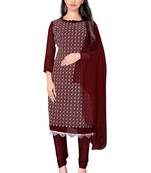 Maroon embroidered georgette salwar