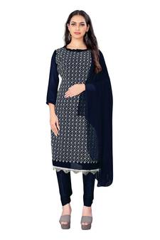 Blue embroidered georgette salwar