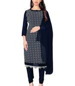 Blue embroidered georgette salwar