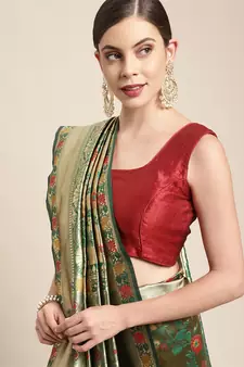 Golden woven Banarasi Stylesaree with blouse