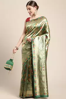Golden woven Banarasi Stylesaree with blouse