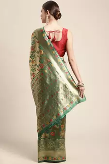 Golden woven Banarasi Stylesaree with blouse