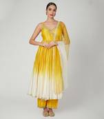 Mustard Anarkali With Wide Leg Trouser
