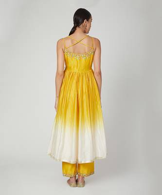 Mustard Anarkali With Wide Leg Trouser 2