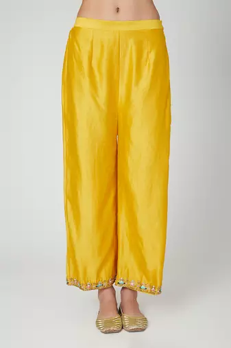 Mustard Anarkali With Wide Leg Trouser