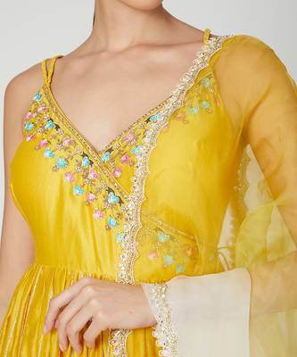 Mustard Anarkali With Wide Leg Trouser 4