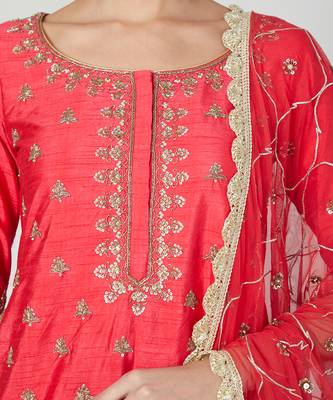 Red 3 Tier Sharara With Kurta And Dupatta 4