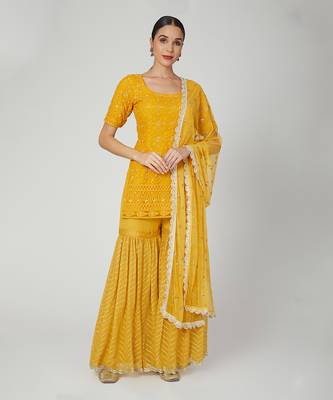 Mustard Kurta With Sharara Set 1