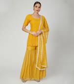Mustard Kurta With Sharara Set