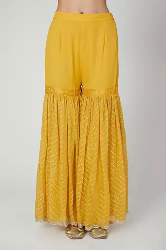 Mustard Kurta With Sharara Set