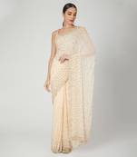 Peach Flower Sequin Saree Set