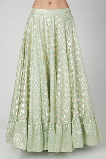 Turquoise Lehenga With Cape Set