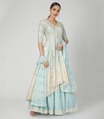 Sky Blue Lehenga With Kurta And Dupatta 
