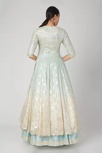 Sky Blue Lehenga With Kurta And Dupatta 