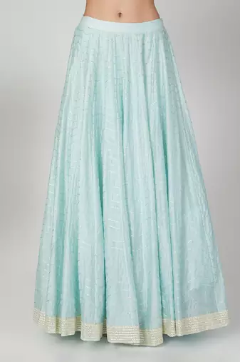 Sky Blue Lehenga With Kurta And Dupatta 