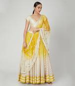 White Ombre Chanderi Lehenga Set