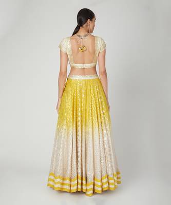 White Ombre Chanderi Lehenga Set 2
