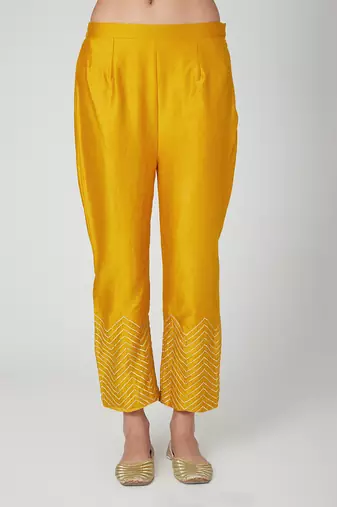 Mustard Straight Kurta With Trouser And Dupatta