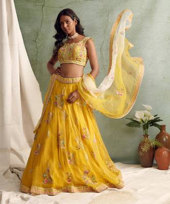 Yellow Lehenga With Blouse And Dupatta 1