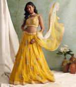 Yellow Lehenga With Blouse And Dupatta