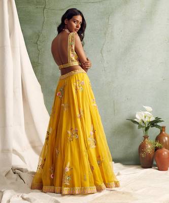 Yellow Lehenga With Blouse And Dupatta 3