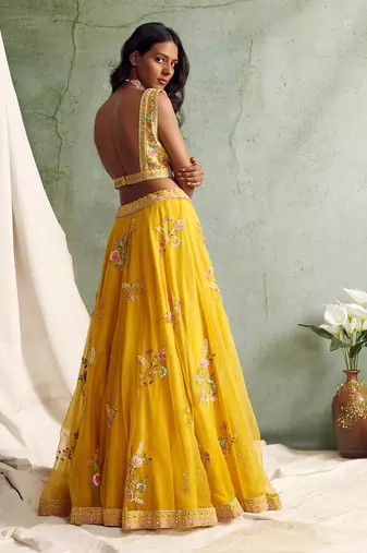 Yellow Lehenga With Blouse And Dupatta