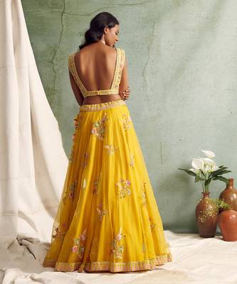 Yellow Lehenga With Blouse And Dupatta 4