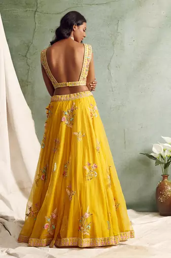 Yellow Lehenga With Blouse And Dupatta