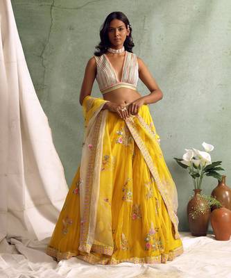 Yellow Lehenga With Blouse And Dupatta 1