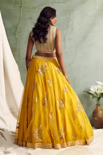 Yellow Lehenga With Blouse And Dupatta