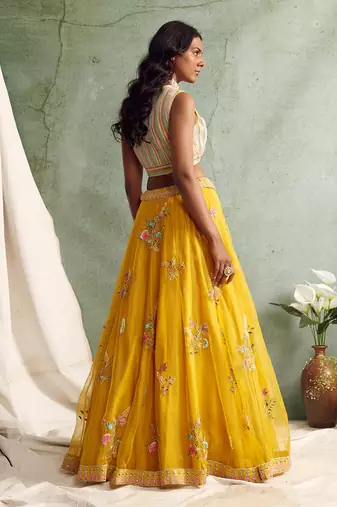 Yellow Lehenga With Blouse And Dupatta