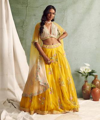 Lehenga with blouse and cape 1