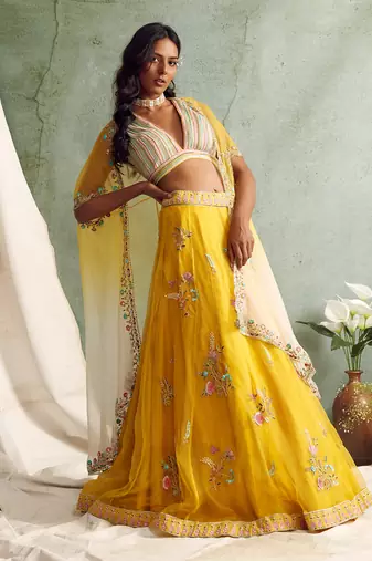 Lehenga with blouse and cape