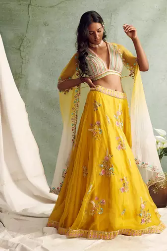 Lehenga with blouse and cape