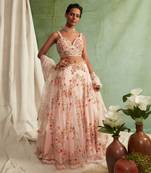 Organza Lehenga With Bustier And Dupatta