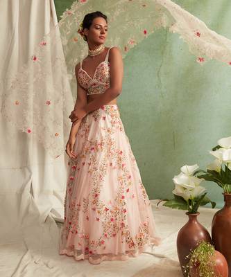 Organza Lehenga With Bustier And Dupatta 3