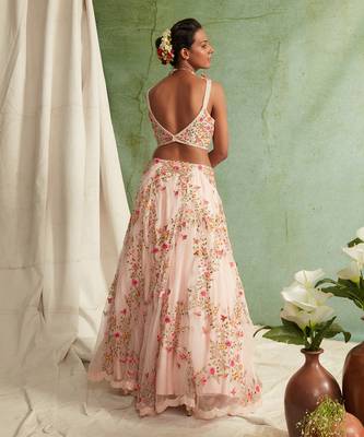 Organza Lehenga With Bustier And Dupatta 4