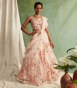 Organza Lehenga With Bustier And Dupatta And A Belt To Style