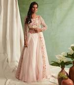 Pink Lehenga With Blouse And Long Cape