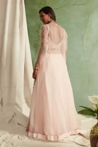 Pink Lehenga With Blouse And Long Cape