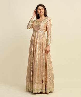 Golden Anarkali Churidaar Dupatta And Belt 4