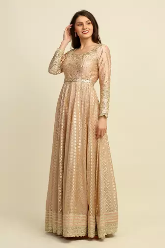Golden Anarkali Churidaar Dupatta And Belt