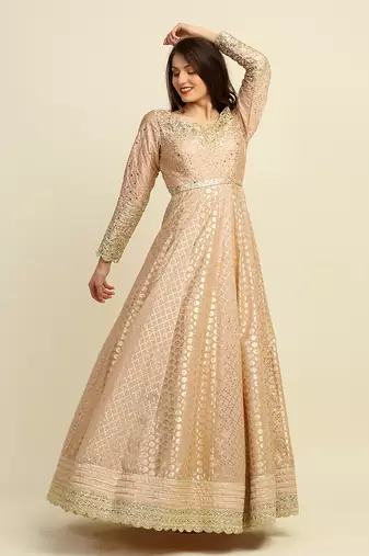 Golden Anarkali Churidaar Dupatta And Belt