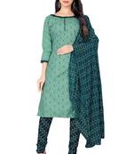 Green embroidered cotton salwar