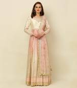 Ivory Pink Ombre Anarkali Churidaar Dupatta And Belt